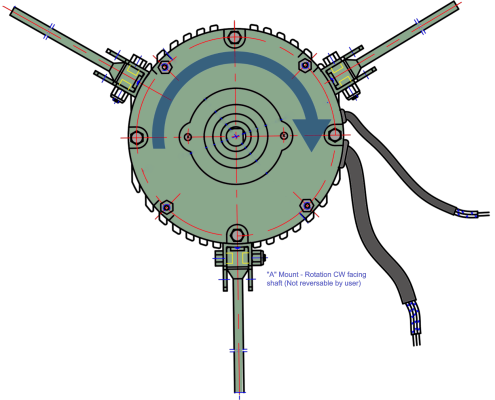 "A" Mount EC Fan Motor Used with EC-12 Arms